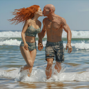 A photorealistic high resolution image. Light ginger haired fema...