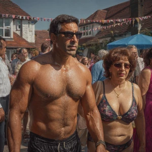 hyperrealism photo painting,a muscular beefy criminal kashmiri m...