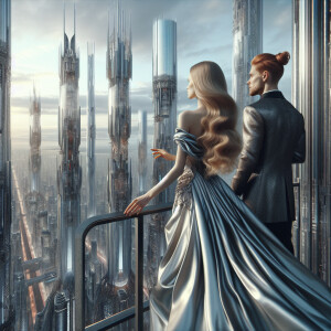 "A hiperrealistic, image of a futuristic silver city, from the t...
