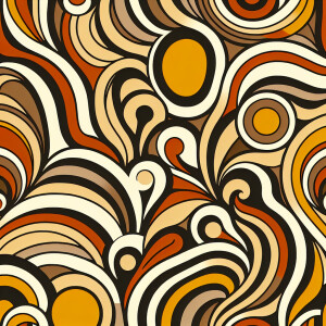 Design a seamless 1970s-inspired pattern featuring curvy element...