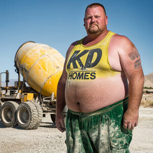 Curtis Kowe a 38 year old concrete pumper operator, standing nex...
