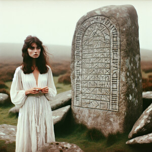 Faded color film photograph from 1971 of a stunningly beautiful,...