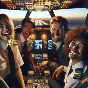 Pilotos riendo a carcajadas