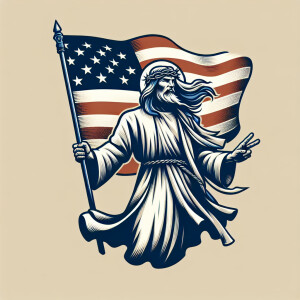 Jesus waving American flag