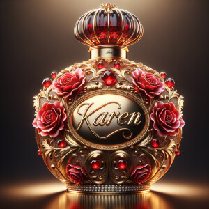 Craft an image of an ornate perfume bottle, with a luxurious des...