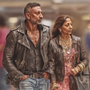 Photo hyperrealism,painting.a bodybuilder indian criminal man ,w...