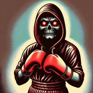 Demon boxer cant see face just red glowing eyeswith boxers hoodi...