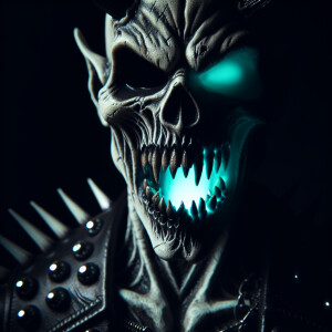 demonic Mike Myers with half skull face with glow-in-the-dark fa...