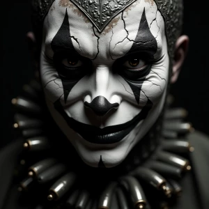 Beneath the shadows, a visage takes form, A jester of chaos, bot...