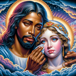 Ensure that the image distinctly represents both Jesus Christ an...