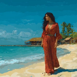 Realism,Salma hayek walking on goa beach