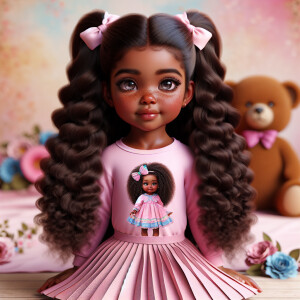 Refine the 3D realistic image of a four-year-old African-America...