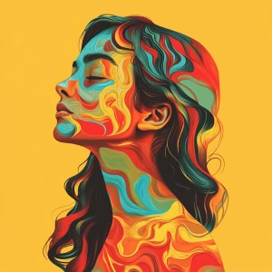 A girl in accent art style