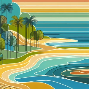 Design a soothing, calm, horizontal line, abstract painting with...