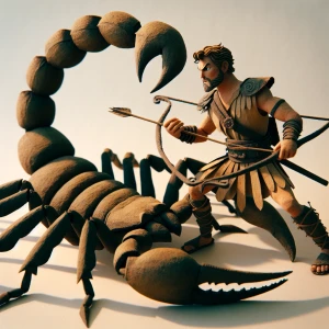 Orion the hunter in battle with scorpio