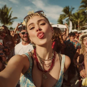 Miley Cyrus acting playfully and making funny faces at a lively...