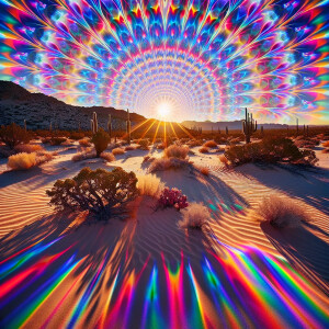 psychedelic light refractions in the desert landscape
