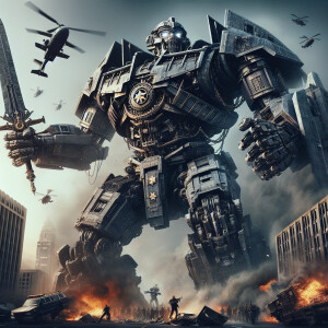 China as a transformer character, adorned with Tiananmen Gate be...