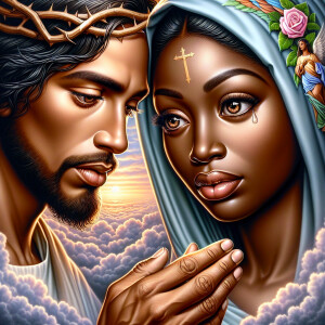 Ensure that the image distinctly represents both Jesus Christ an...