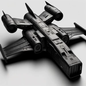 Create a design for a black rectangular spaceship with wings. Pr...