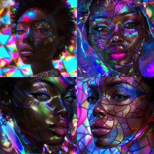 3D image fluorescent image of a beautiful African American woman...