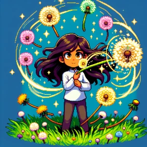 16 bit art girl with dandelion superpowers