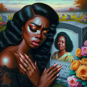 A beautiful light-skinned African-American woman with long wavy...
