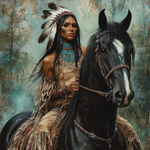 Create a hyper-realistic detailed image featuring a Native Ameri...