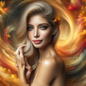 Photorealistic image. Artistic portrait, beautiful woman. Blonde...