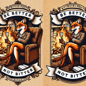 A studious female fox sitting in a leather recliner. Toasting wi...
