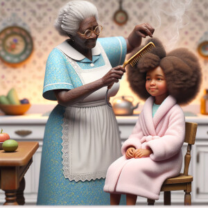 Create a realistic 3-D image of an african-American grandmother...