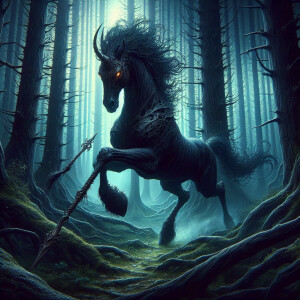 "In the heart of the shadowy forest, where light barely pierces...