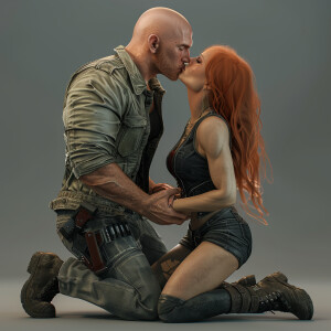 A photorealistic high resolution image. Light ginger haired fema...