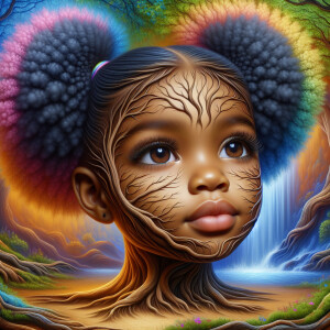 Create a hyper-realistic 3-D oil painting of a tree with a fulle...