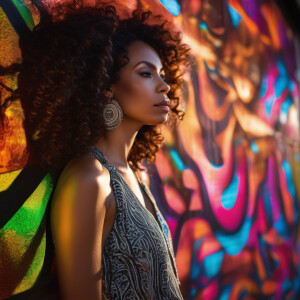 3-D image of a beautiful LIGHT SKIN, African-American woman she...