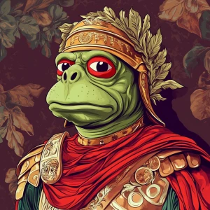 Pepe with pumped-up lips of a bright red color in carton style...