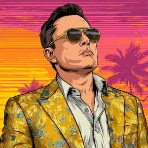 Elon Musk in GTA art style,  gold swagger, in the style of a Gra...