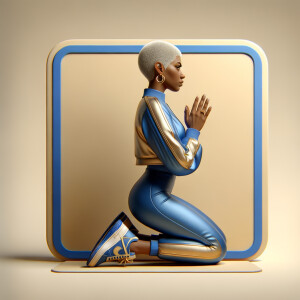 Create a 3D illustration of a realistic light skinned African-Am...