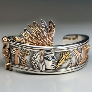 1" Sterling silver bracelet featuring a 14 Karat Yellow Gold Ind...