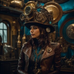 Steampunk, alien, full body, fine details