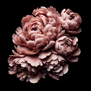 : "A lush, blooming peony with layered petals that curl and over...