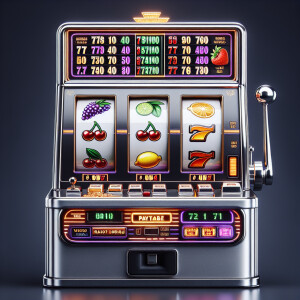 Design a classic three-reel slot machine with vibrant fruit symb...