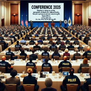 draw a hotel conference room filled with about 200  business men...