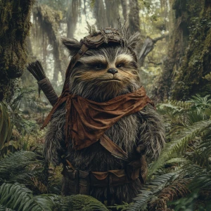 Create an image of an Ewok, a character from the Star Wars unive...