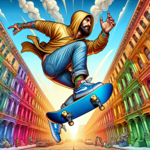 Prompt: Jesus wearing Jeanshose and Hoody, colorful, anthropomor...
