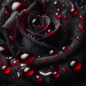 Black rose with blood on it
