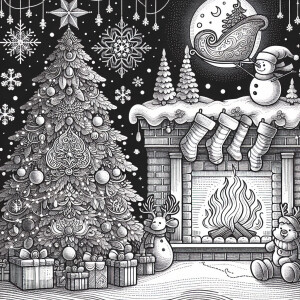 Merry Christmas line art