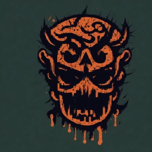 Design a cartoon-style circular logo featuring a cheeky demon we...