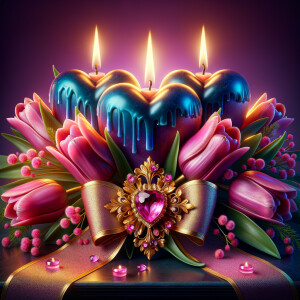 "Create a digital image of a romantic and luxurious Valentine's...
