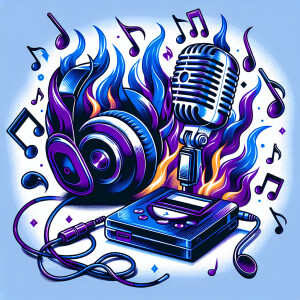 create a 90s fashion graphics.  Podcast headphones and microphon...